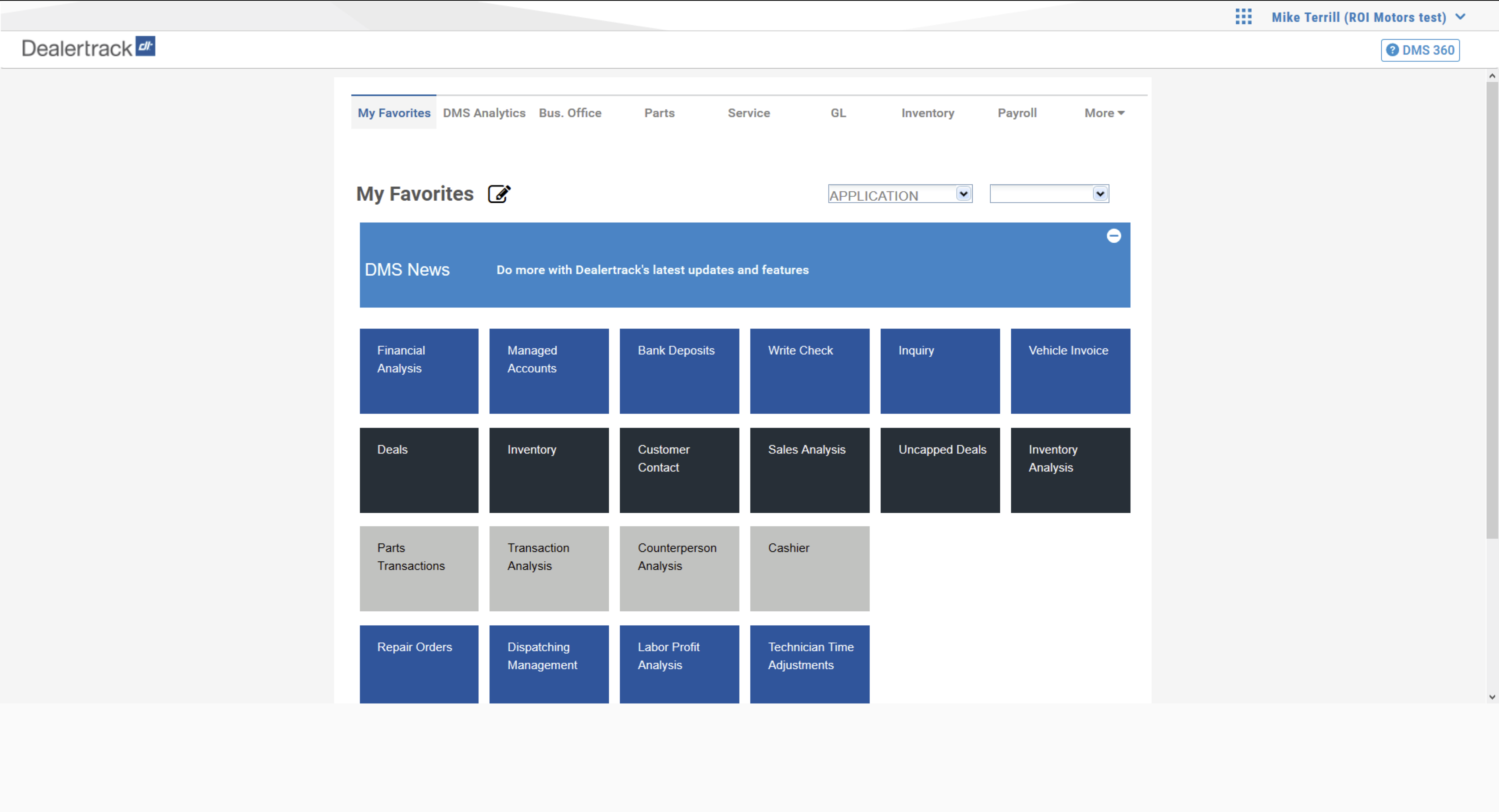 screenshot of Dealertrack DMS